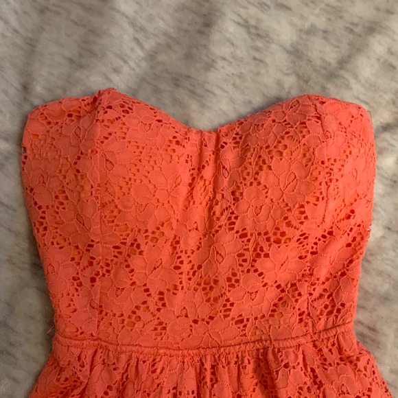 Beautiful Coral Strapless Dress - Picture 3 of 8